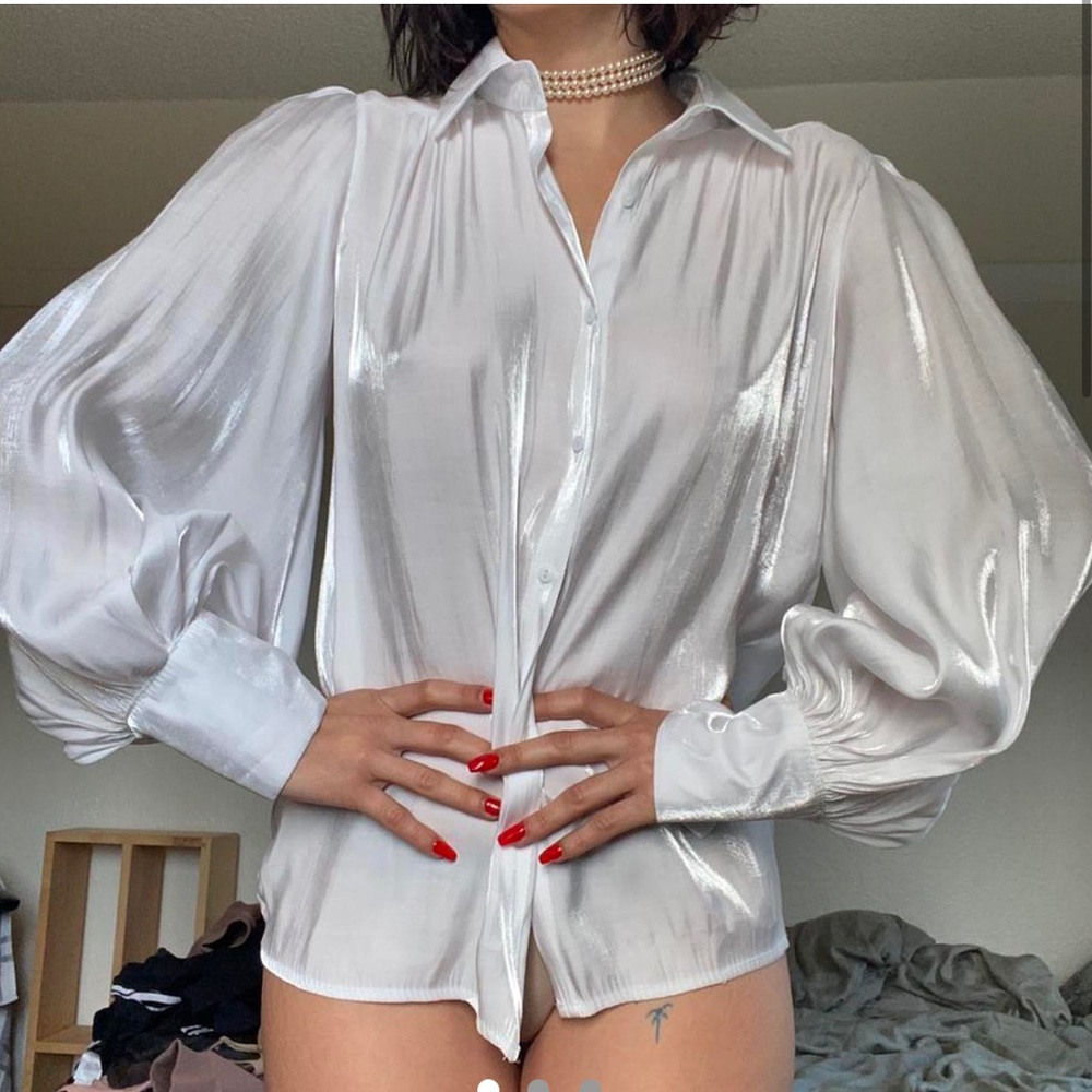 Vintage white silk like shirt